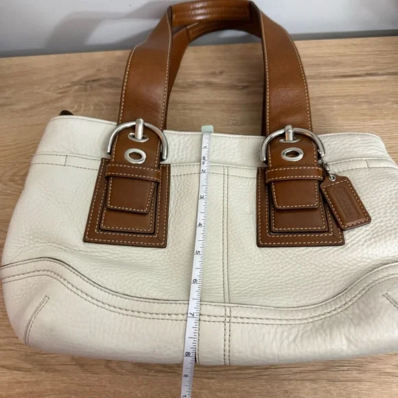 Vintage Y2K Coach Soho Pebbled Leather Small Hand Bag Cream Brown Purse F12302 - Picture 16 of 16